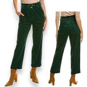 Blank NYC Pants Women’s 25‎ Green Good to Go Corduroy Straight High Waisted Belt